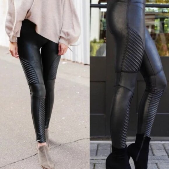 NWT SPANX Moto Shaping Faux Leather Leggings Pants Spanx Shapewear - Picture 10 of 15